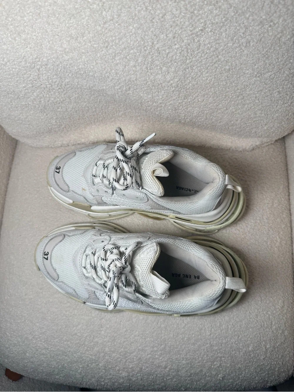 Balenciaga Women’s Triple S Off-White Cream Chunky Sneaker - Picture 3 of 6